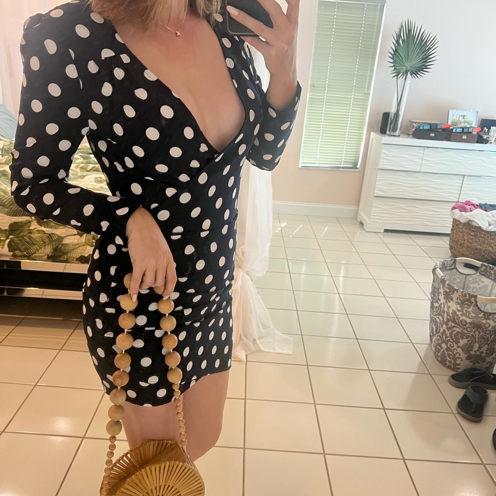 Navy Polka Dot Dress